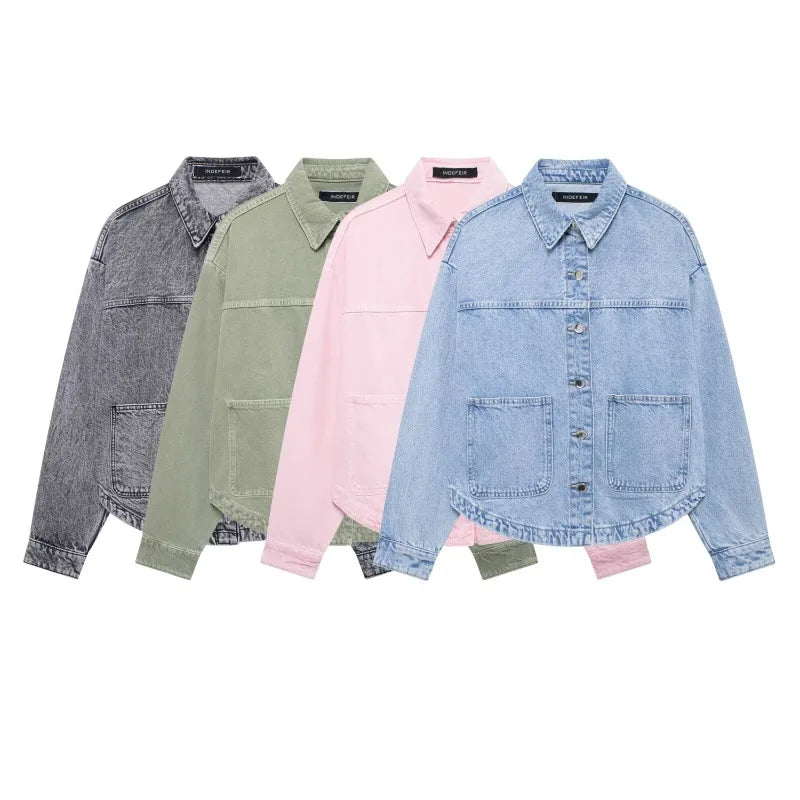 Denim Jackets Women Summer 2024 Elegant and Pretty Women's Coats Ladies Fashion Urban Coats Y2k Solid Lady Jackets