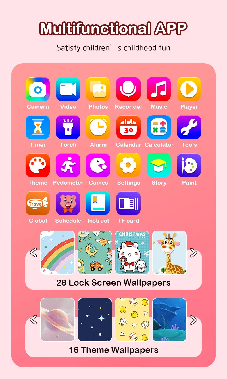 Kids Smart Phone Camera Toys Touchscreen Learning Toy for 3-12 Year Old Boys Girls Phone MP3 Player Christmas Birthday Gifts