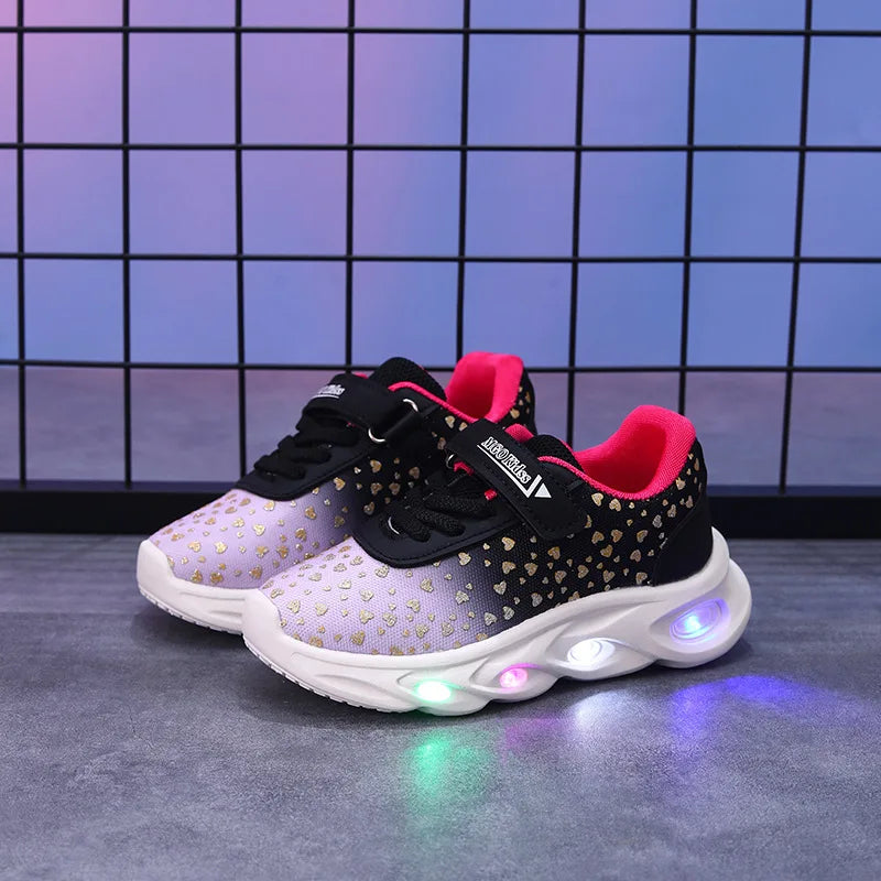 Kids' Casual Shoes Children Led Light Spring Outdoor Sneakers For Breathable Anti-slip Black  Blue Pink Size 21-30