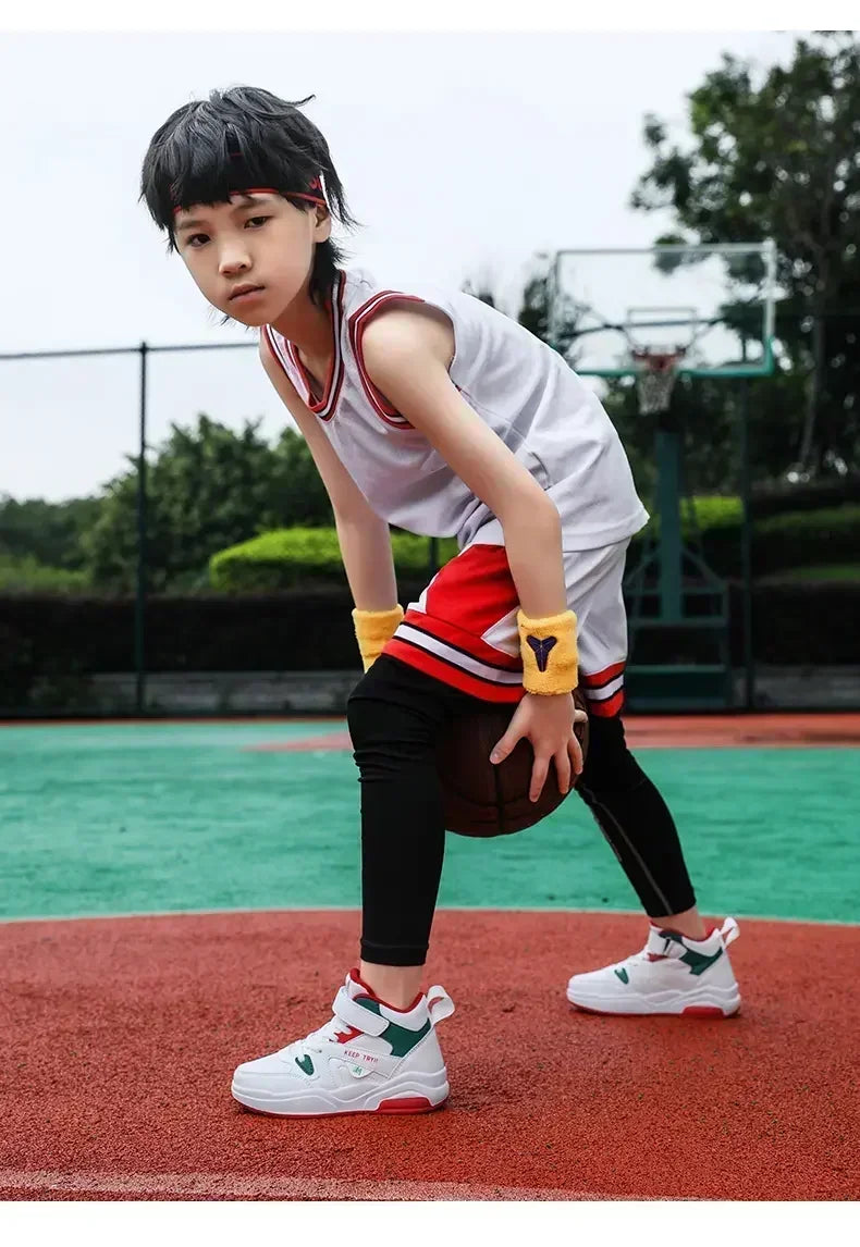 Children Basketball Kids Shoes New Children Sneakers Child Shoes High-Quality Durable Light Breathable Soled Anti-Slip Trainer