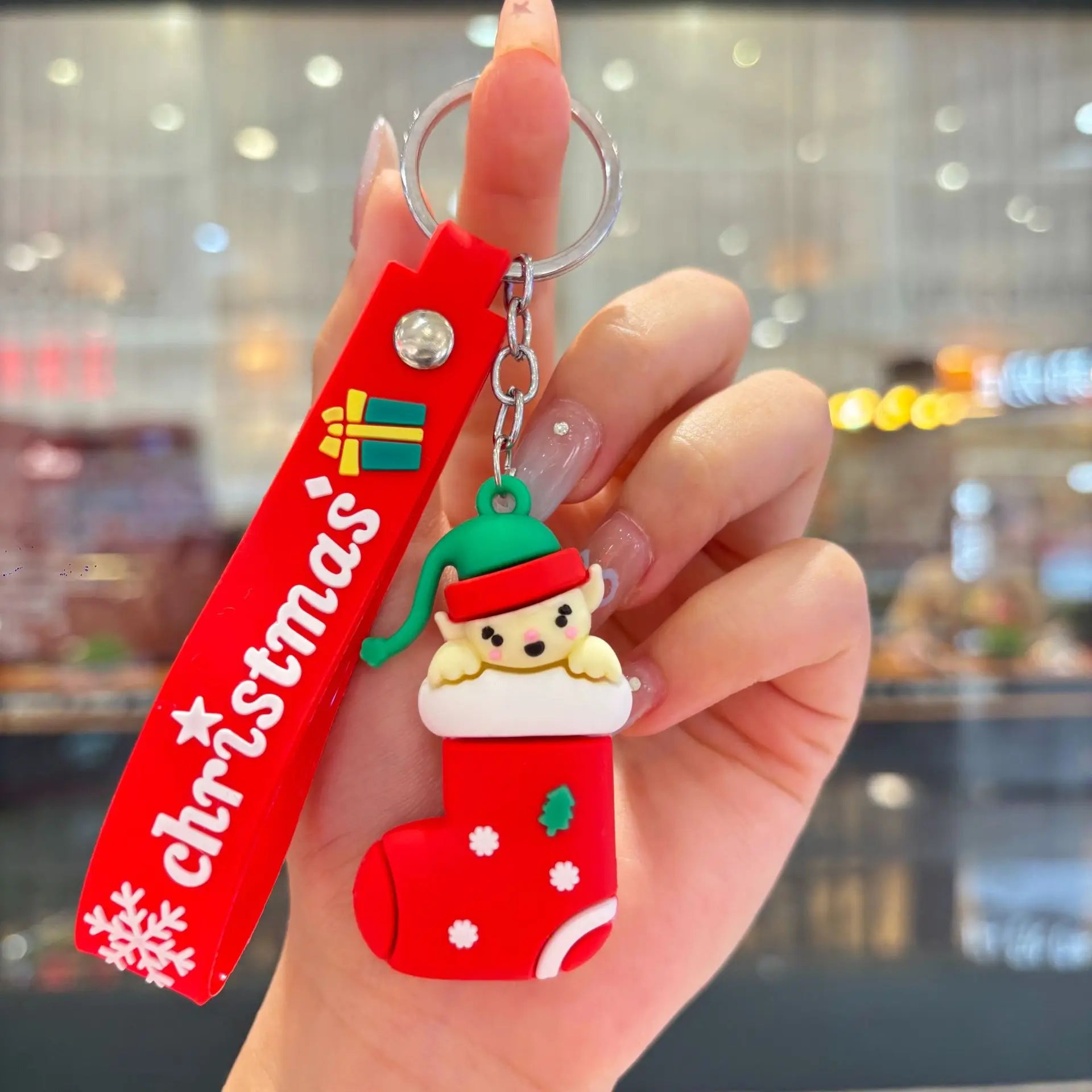 Christmas Gift 2025 Cute Santa Keychain Cartoon Pendant for Bag Car Keys Decor Stocking Stuffer for Kids Children Daughter Son