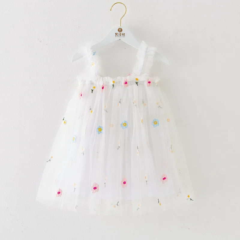 Flower Girls Dresses Children's Clothing Kids Clothes Summer Fairy Party Stage Show Dance Wear Cosplay Costumes Sling Casual