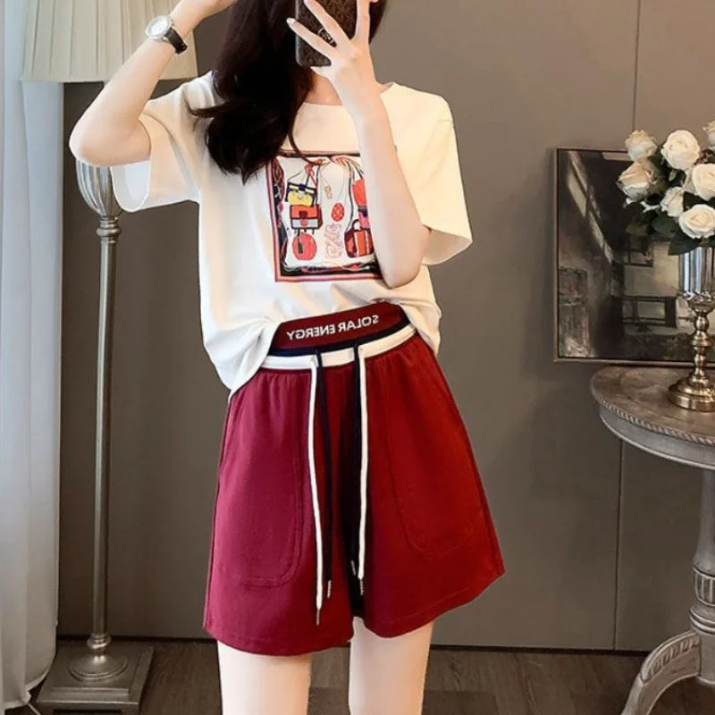 Woman Shorts Top and Bottom Short Sets for Women 2 Pieces Casual Two-piece Stylish Novelty In New Coordinated Matching Full Kit