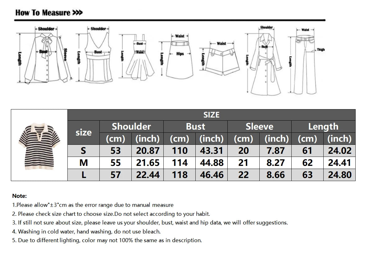 2025 Women’s Striped Knit Cotton T-Shirt Polo Collar Short Sleeve Casual Spring Summer Daily Street Weekend Wear