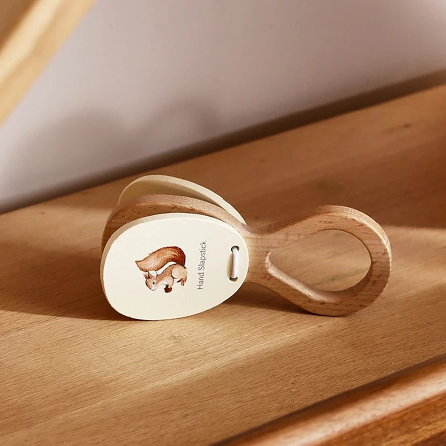 Kids Wooden Montessori Toys Musical Instruments Rattle Toys Wooden Squirrel Percussion Instruments Preschool Educational Toys