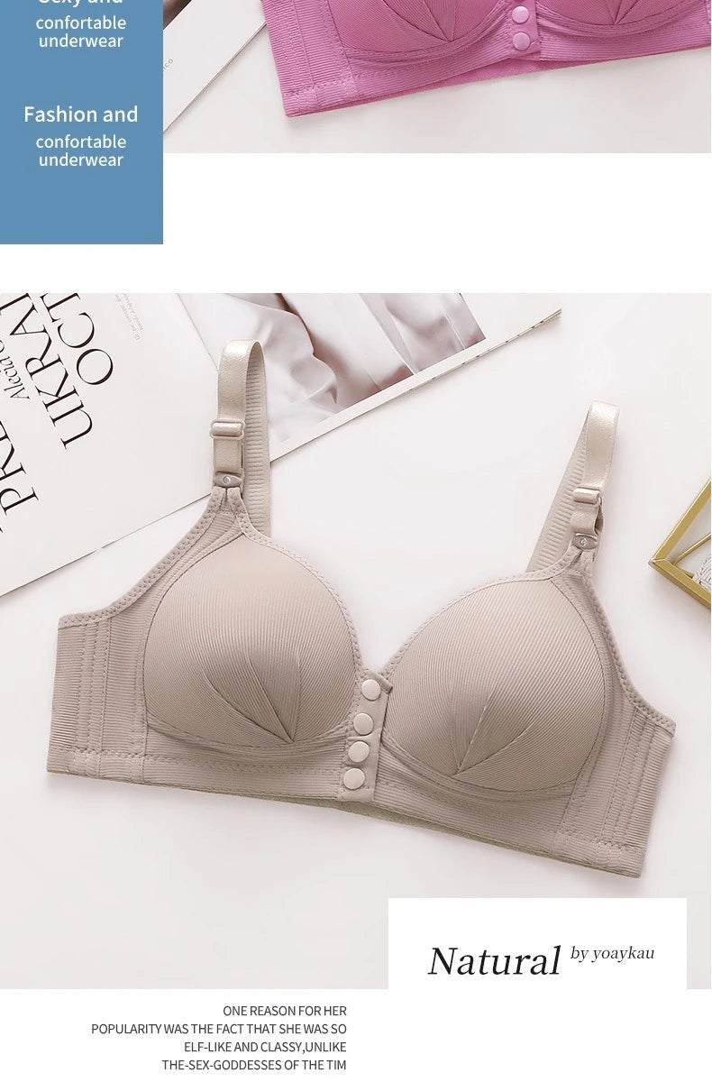 New Large Size Front Buckle Sexy Push up WOMEN'S Bra Adjustable Thin Cup Breathable Comfortable Middle-aged Mom Ladies Underwear