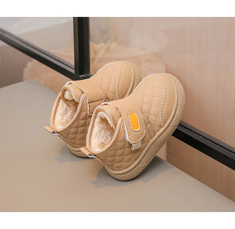 Kids'Casual Shoes Ankle Boots PU Leather Water-Resistant Winter Shoes For Children Anti-slip Warm Pink Black Shoes Size 21-31