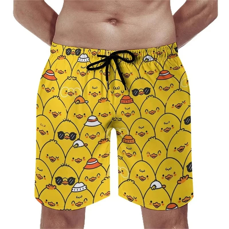 Summer Men Shorts Clothing Duck Graphic Beach Shorts  3D Print Animal Board Women Shorts Swim Trunks Swimsuit Kid Tshirt Y2k