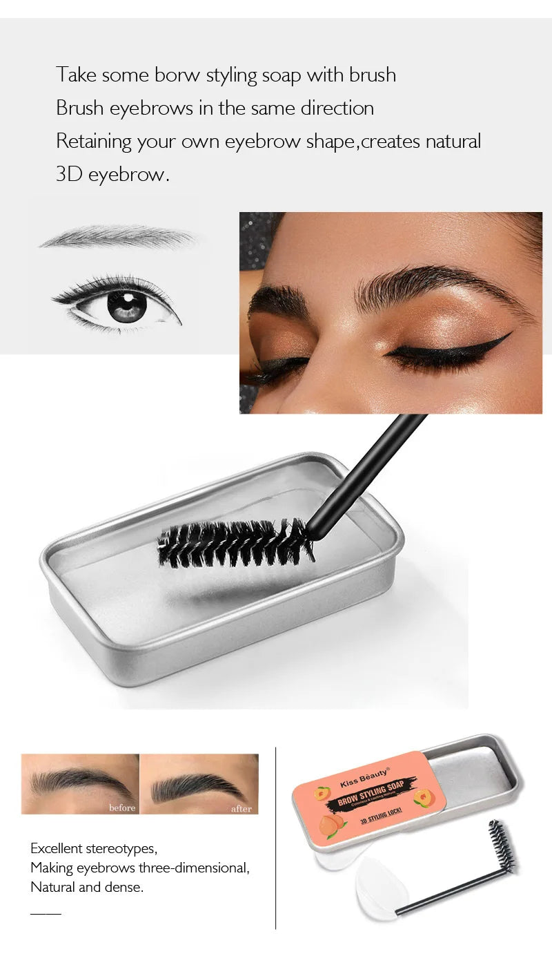 Colorless transparent eyebrow cream styling soap for refreshing and long-lasting natural eyebrow styling with eyebrow brush