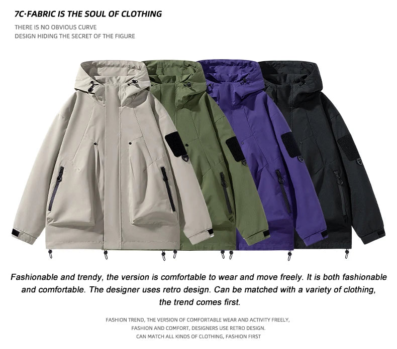 Spring Autumn Casual Jacket Fashion Hiking Men Jackets Men Outdoor Waterproof Windproof Camping Running Hooded Windbreaker Coats