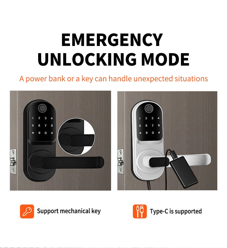 Smart TUYA Fingerprint Door Lock App Remote Control Keyless Bluetooth Digital Touchscreen Lock NFC Waterproof With Card And Key
