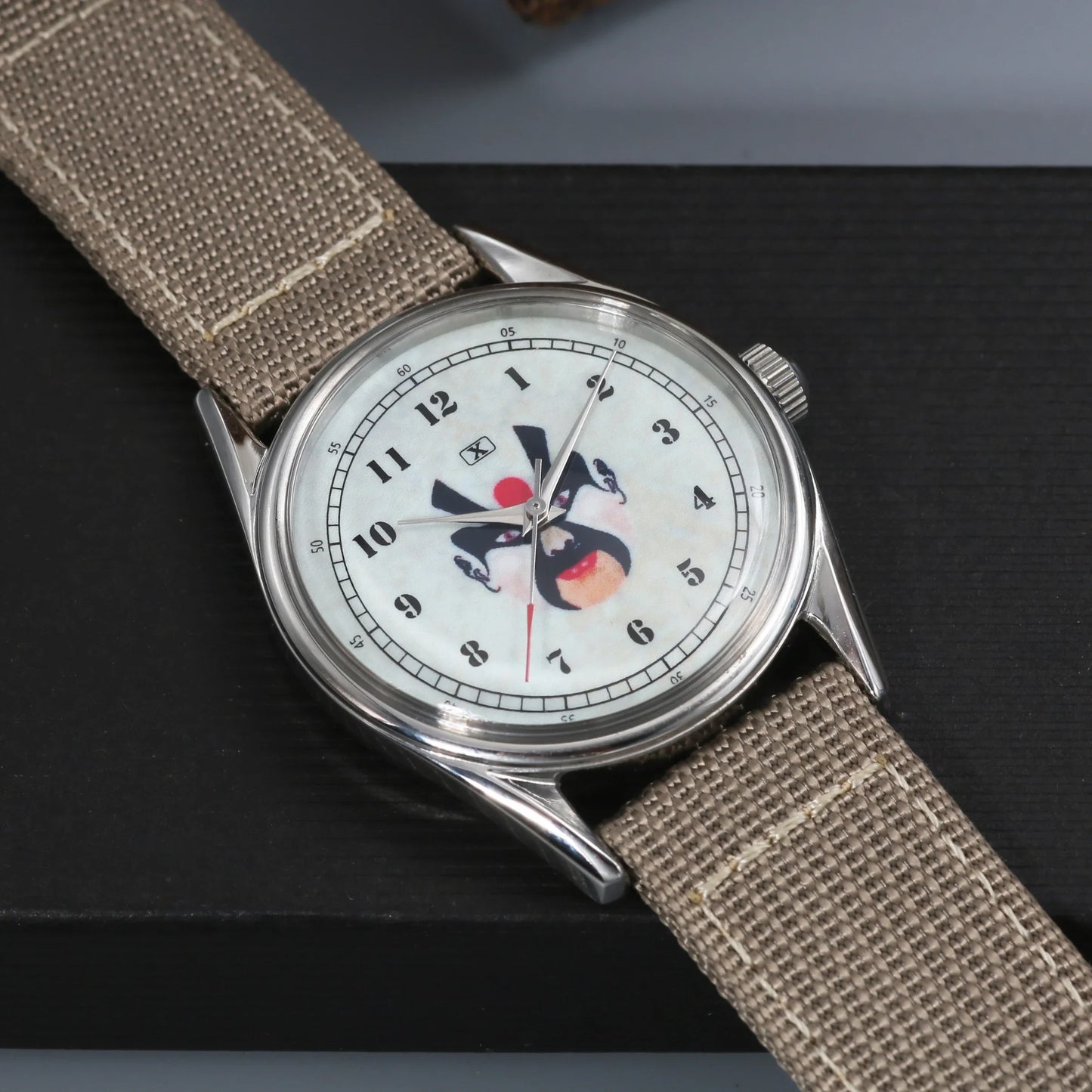 Chinese Traditional Sichuan Opera Watch 38MM Men's Mechanical Timepiece Enamel Dial Shanghai 7120 Manual Movement Gift for Men