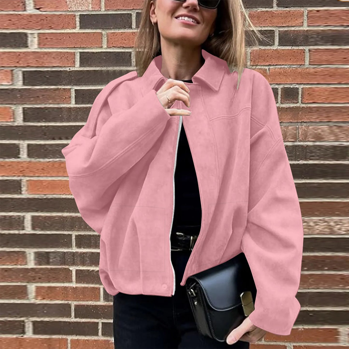 Women's Jacket Fashionable Long Sleeve Zip Up Cropped Coat Autumn Streetwear Cropped Jackets Chic Street Youth Casual Jackets