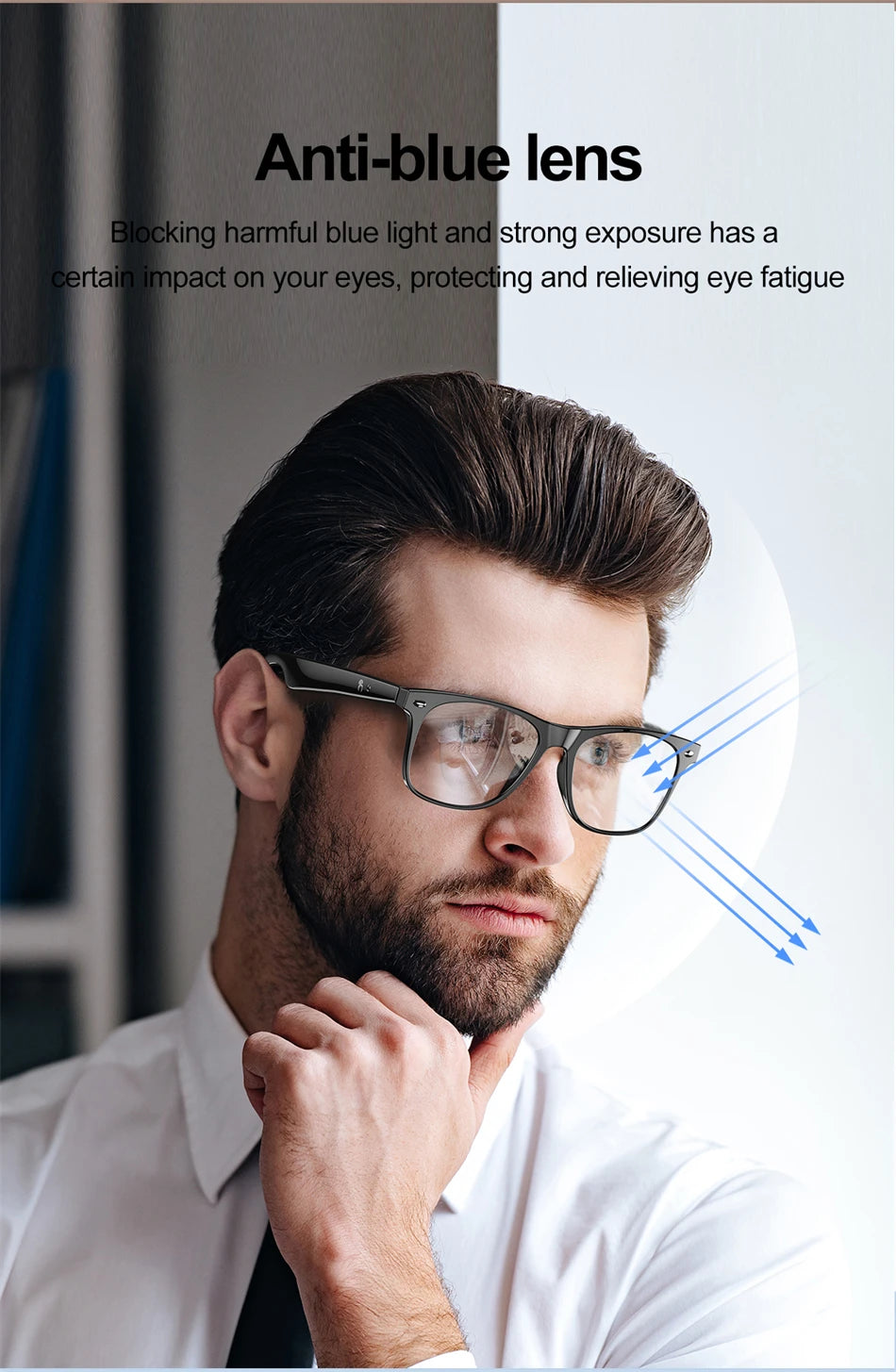 2025 New Smart Glasses Men 163 Online Language Al Intelligent Translation Anti-blue Lenses Wireless Call Voice Assistant Glasses