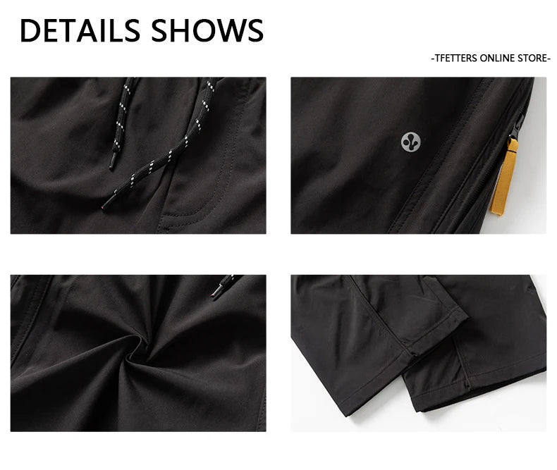 TFETTERS Autumn New Zipper Pocket Men Pants Drawstring Elastic Waist Pants Men Fashion Stitching Design Trouser for Men Clothes