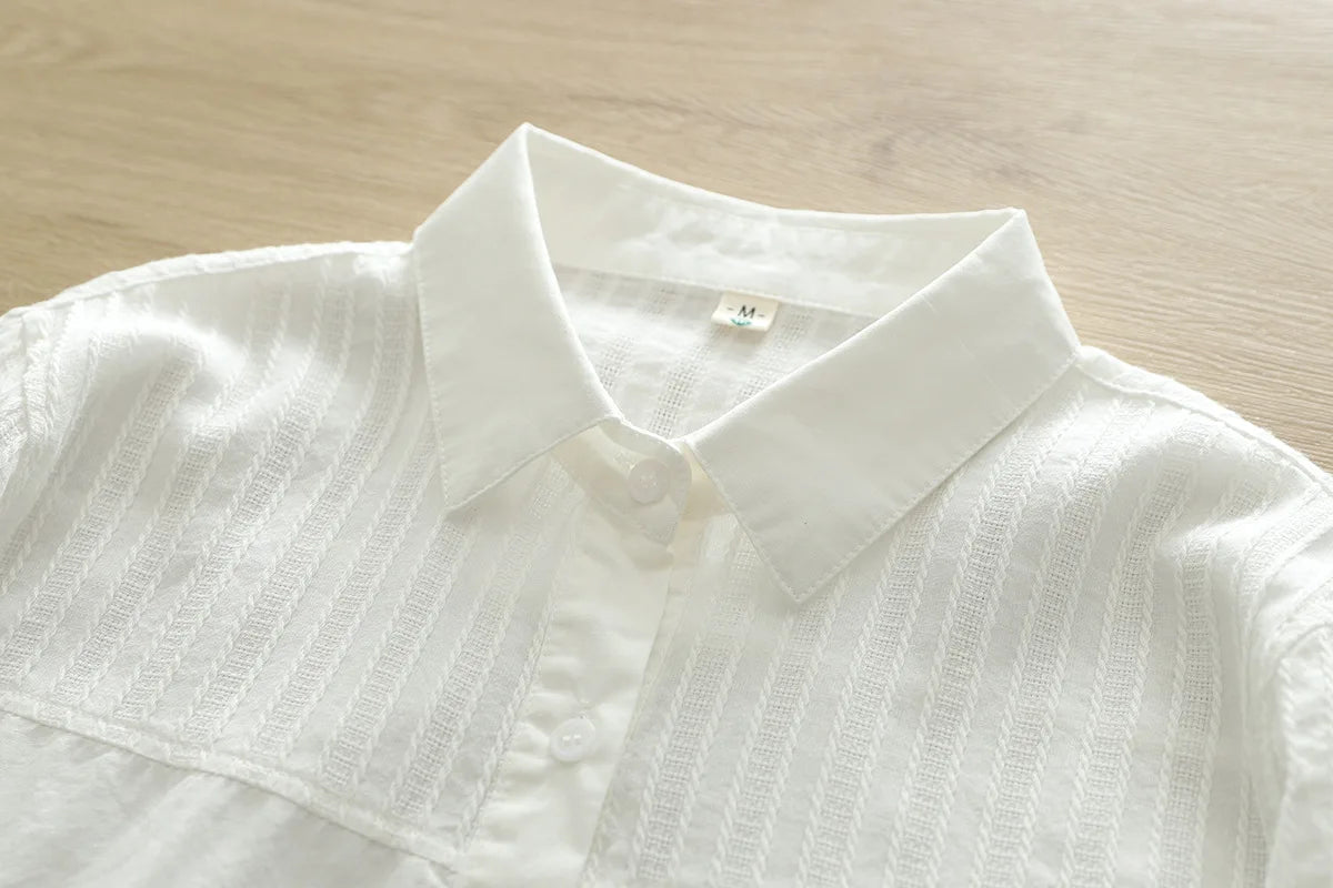 Casual Cotton Solid Colors White Shirt Women 2024 Spring New Woman Long Sleeve Blouse Tops Simple Fine Office Lady Clothes