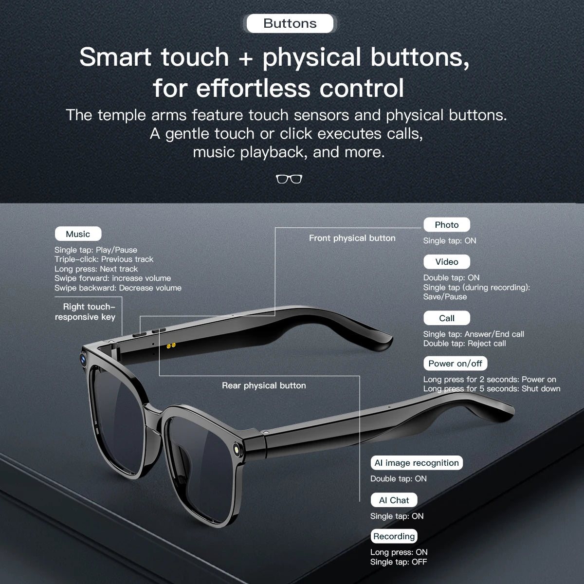 2025 800W Camera Smart Glasses  AI Translation ChatGPT Voice Assistant BT Call Music Earphones Video Recording for iPhone Xiaomi