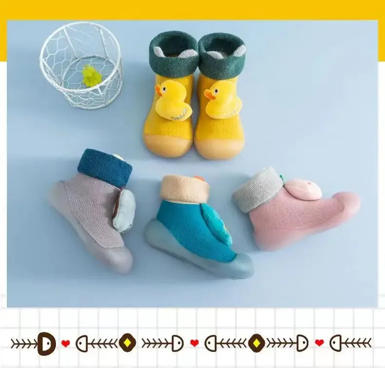 Baby Soft-soled Boys and Girls Walking Shoes Padded Non-slip High-top Fall and Winter Socks Shoes Floor Shoes 1-3 Years Old