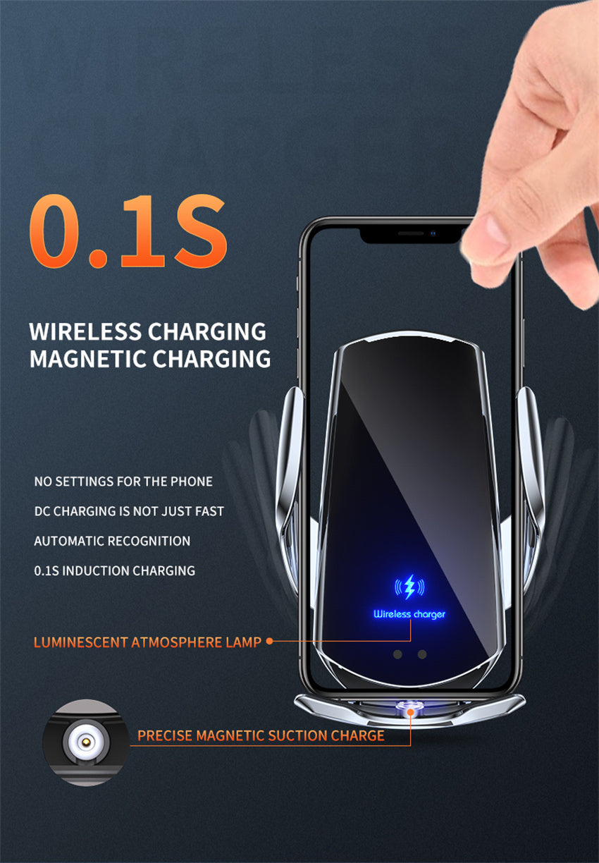 Q3 Smart Sensor Car Phone Wireless Charger 15W Fast Charging Auto-Clamping Car Phone Holder for iPhone and All Qi Enable Android