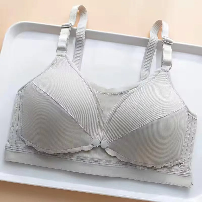 Women Push Up Bra Prevent Sagging Wire Free Bras Breathable Pads Underwear Adjustable Bralette Wireless Gathered Brassiere