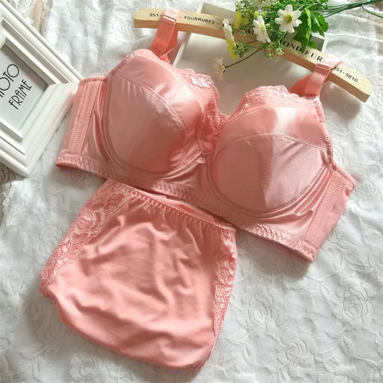 Bra Set Plus Size Female Lingerie B C D E F G H Cup Women Underwear Panties Briefs 34 36 38 40 42 44