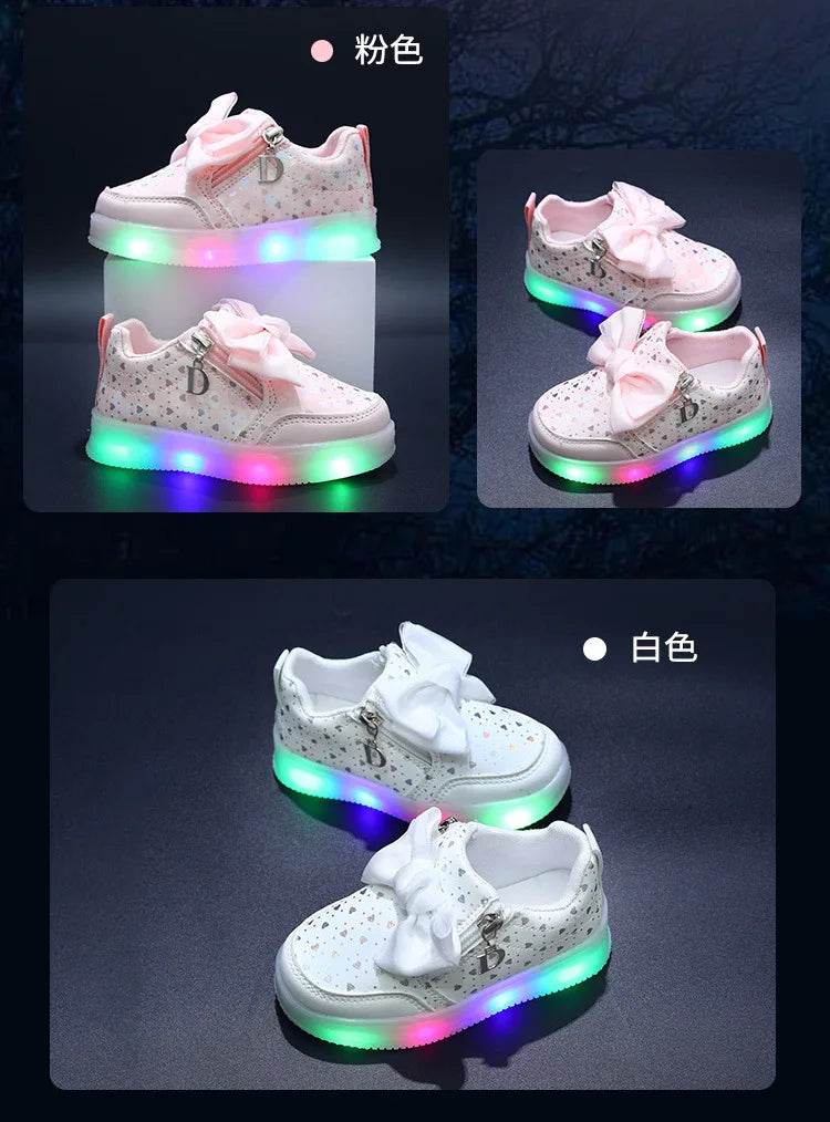 New Kids Shoes Autumn Retro Soft Girl Shoe Glowing Princess Delicate Child Shoes Casual Trend Versatile Designer Short Boot 2025