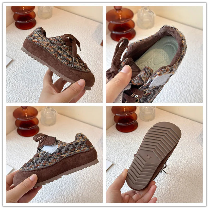 Kids Casual Sneakers for Girls 2025 New Autumn Toddler Walking Shoes Soft Sole Versatile Chic Kid School Outdoor Trainers Age4-6