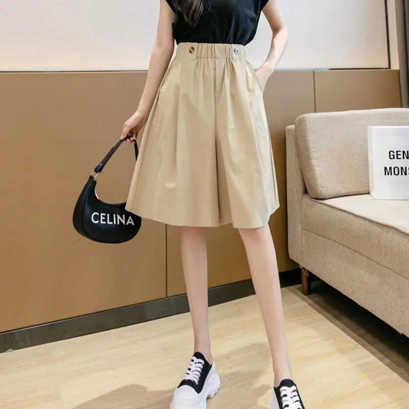 Shorts for Women Culotte Half Wide Knee Length High Waist Skirt Pants Mid Short Woman Bermuda Designer Wholesale Casual Design