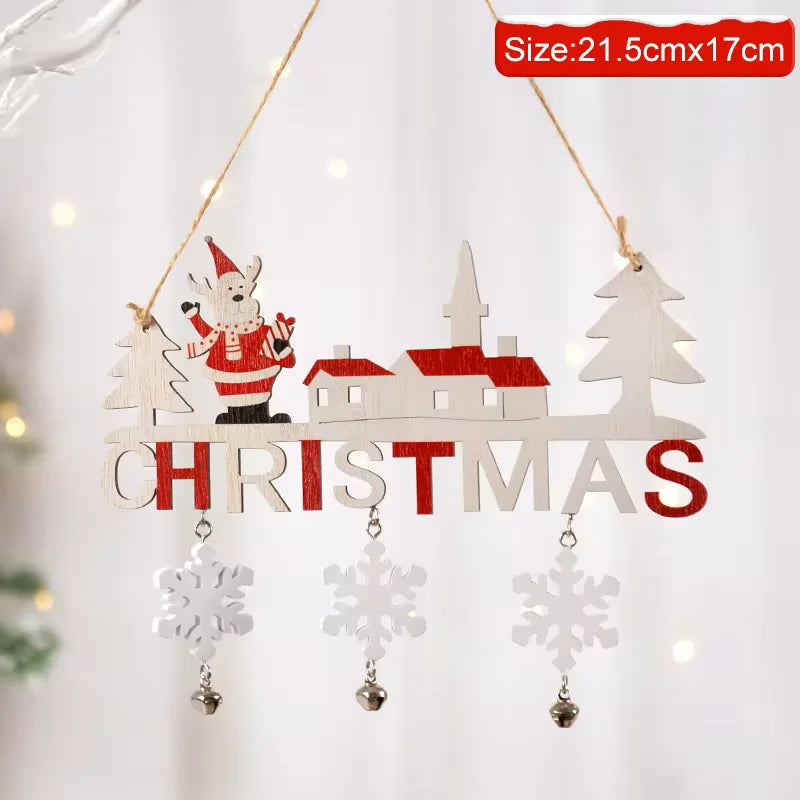Christmas Wooden Decorations Wall Porch Letter Pendant Snowman Hang Up Creative Decorative Crafts