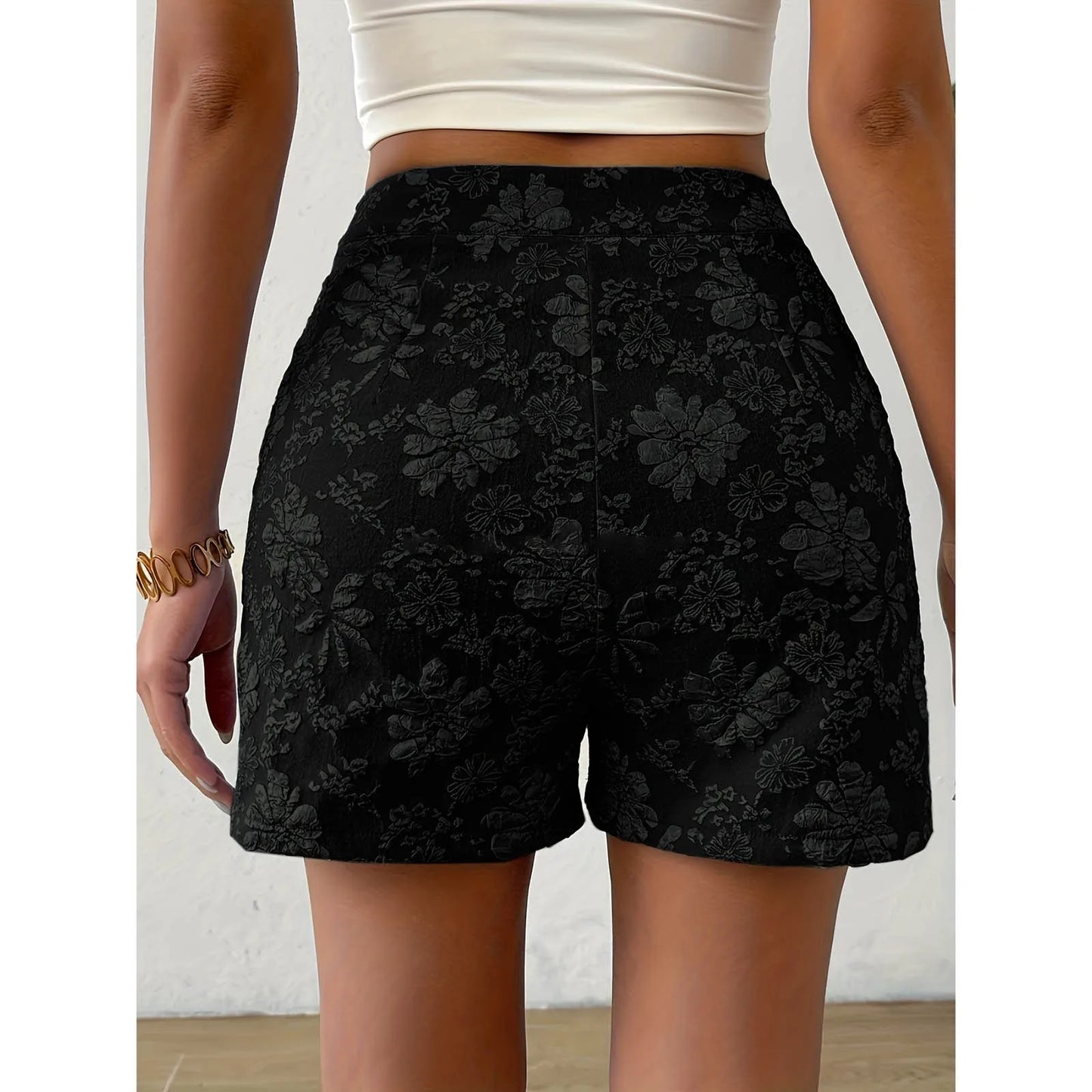 Summer Casual Pure Color Floral Embroidery Shorts Women's Long Pants Nine Points Seven Points Five Points AE Stock Origin