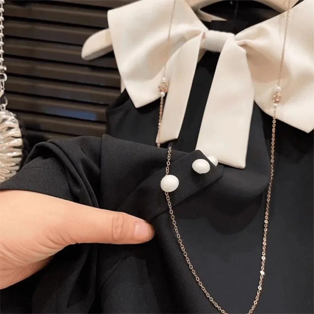 Korean Version Black Sleeveless Kids Clothes Summer New Bow Decoration Girls Dress Birthday Party Princess Dresses 2-7 Years Old