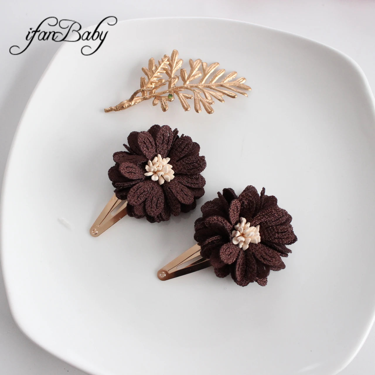 Fashion Flower BB Hair Clips Pin Headwear For Baby Kids Girl Hair Accessories 2 PCS/SET