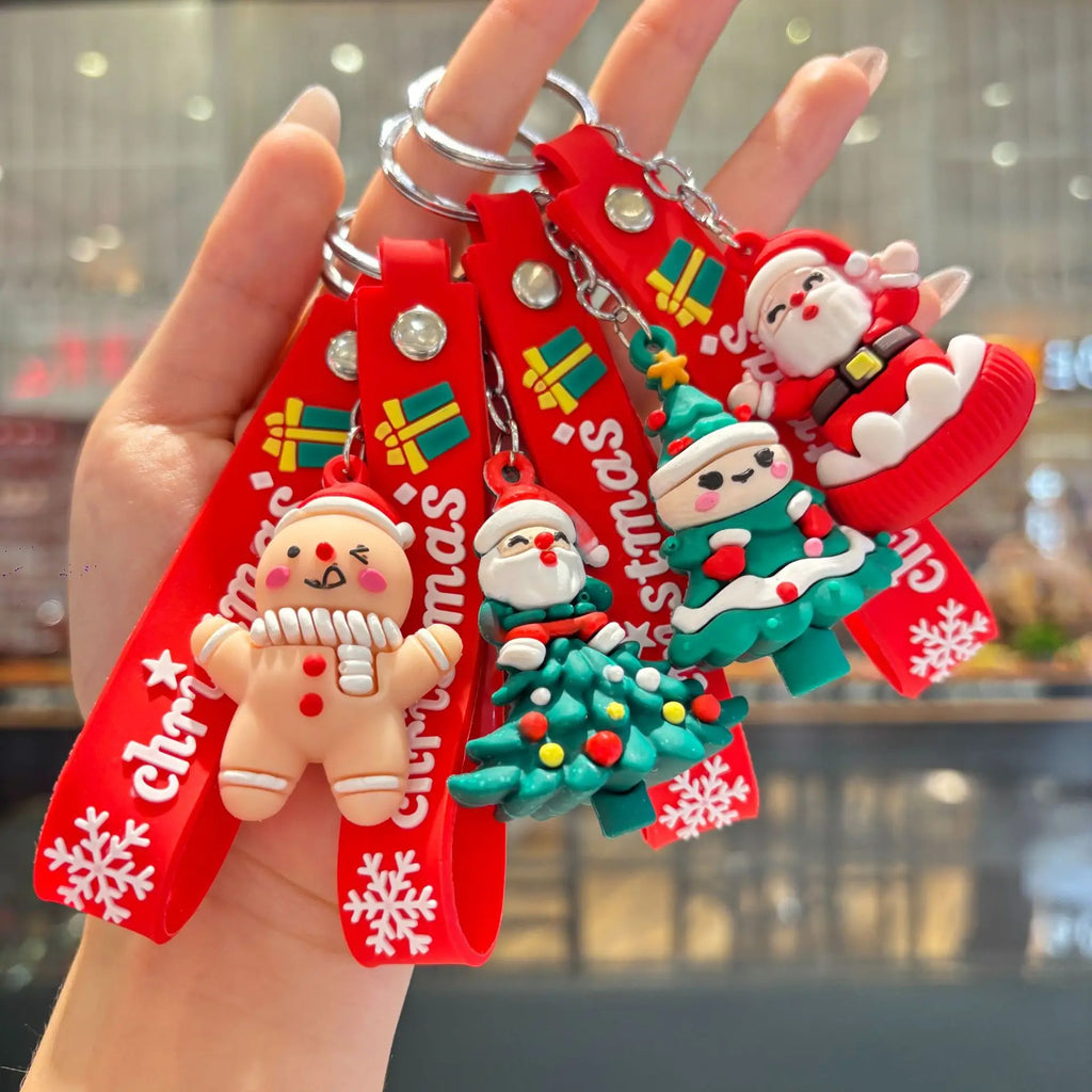 Christmas Gift 2025 Cute Santa Keychain Cartoon Pendant for Bag Car Keys Decor Stocking Stuffer for Kids Children Daughter Son