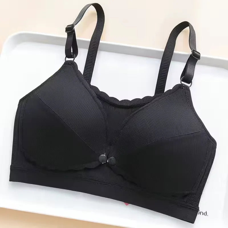 Women Push Up Bra Prevent Sagging Wire Free Bras Breathable Pads Underwear Adjustable Bralette Wireless Gathered Brassiere