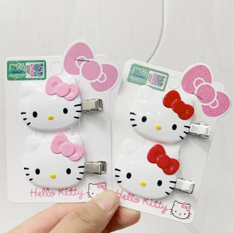 Kawaii Sanrio Hello Kitty Hairpin Girls Ornaments Anime Accessories Cartoon Headrope Scrunchies Hair Circle Headdress Hair Gifts