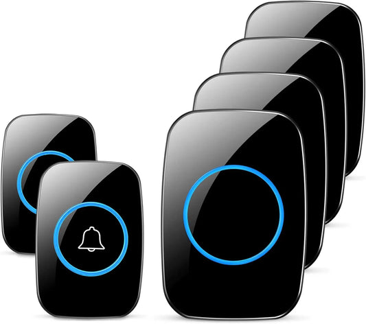 Waterproof Door Bell Kit, Distinguish Front and Rear Doors, Over 1000 feet Range and 60 Chime Wireless Doorbell for Smarthome