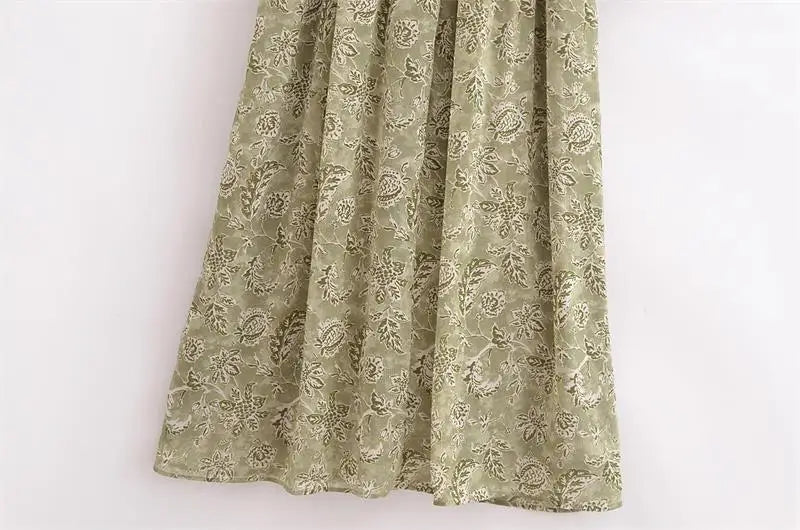 Dresses Women's 2025 New Spring Chiffon Print V-neck Chic Slim Long Dress Fashion Elegant Holiday Street Women's Dress