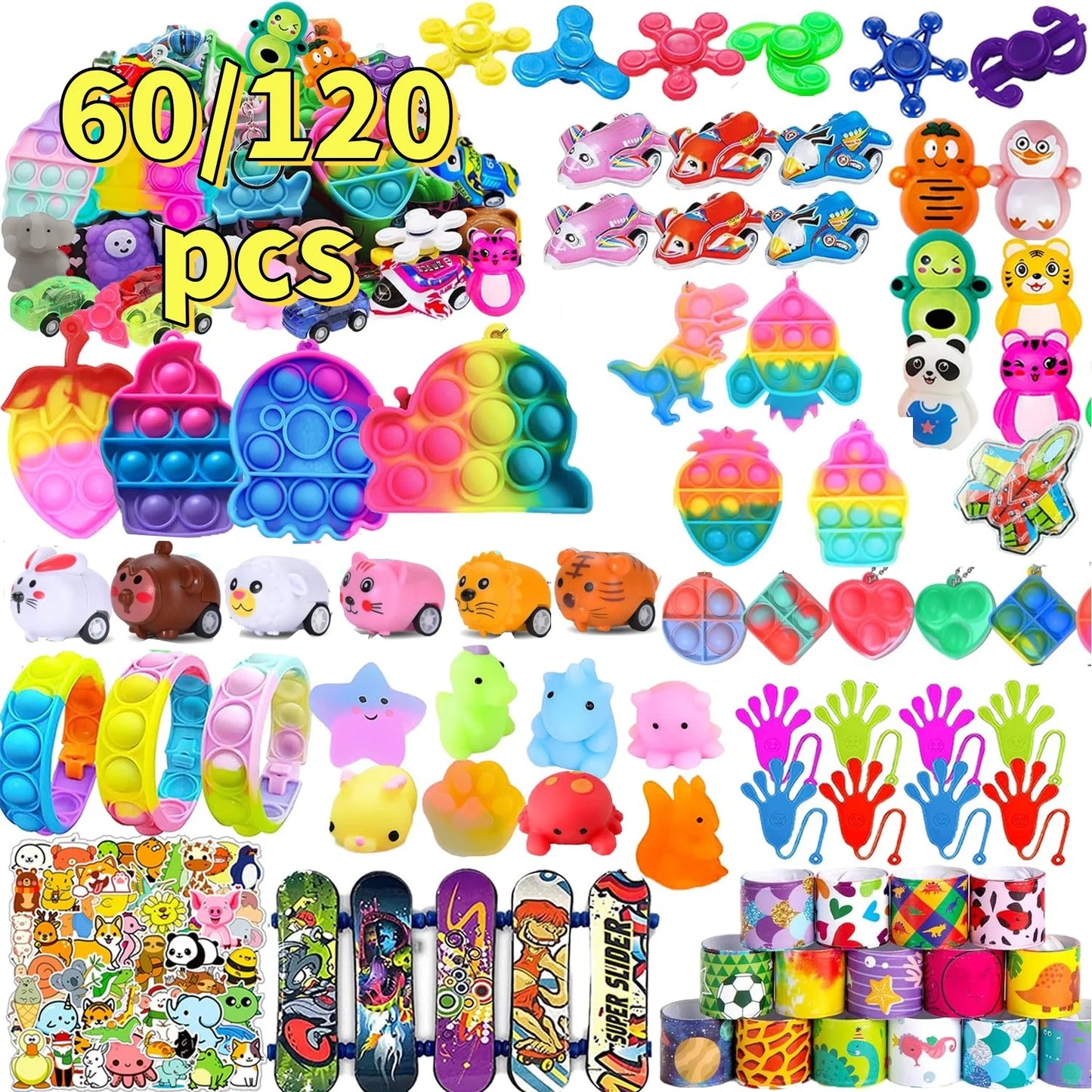 60/120 Party Favors for Kids 14-18, Fidget Toys, Pinata Stuffers, Treasure Chest Box Toys for Classroom, Goodie Bag Stuffers