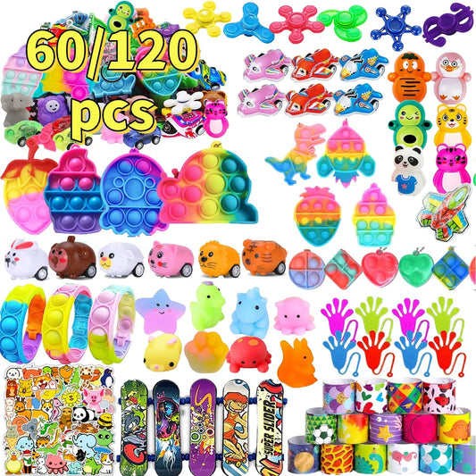60/120 Party Favors for Kids 14-18, Fidget Toys, Pinata Stuffers, Treasure Chest Box Toys for Classroom, Goodie Bag Stuffers