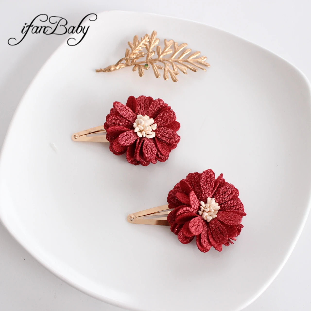 Fashion Flower BB Hair Clips Pin Headwear For Baby Kids Girl Hair Accessories 2 PCS/SET