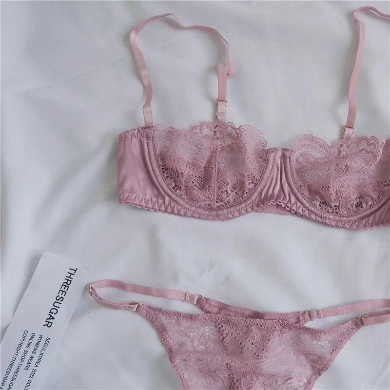Women's Underwear Bralette Set Sexy Lingerie Lace Erotic Brassiere Female Underwear Lace Bra Panties G-String Bra and Brief Sets