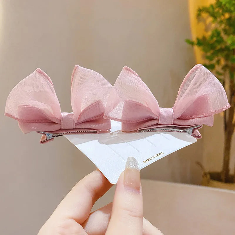 2PCS New Lovely Stereoscopic Bowknot Kids Hairpins Baby Hair Clips Headdress Girls Hair Accessories Children Headwear