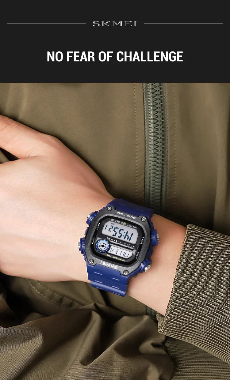 SKMEI 2126 Digital Countdown Sports Watches for Men LED Display Waterproof Stopwatch Mens Wristwatch Alarm Clock montre homme