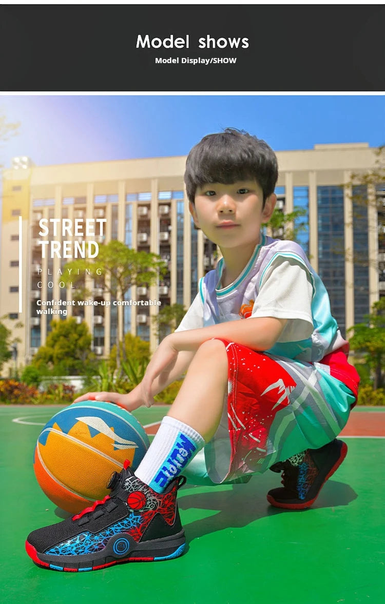 Children Basketball Shoes Original Design 2024 New Indoor Field Training Sports Shoes Comfortable Boy Basketball Shoes for Kids