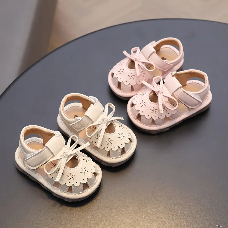 Baby Walking Shoes Package Head Call Sandals Soft Bottom Non-slip Hollow Breathable Casual Shoes 0-2 Years Old Princess Shoes