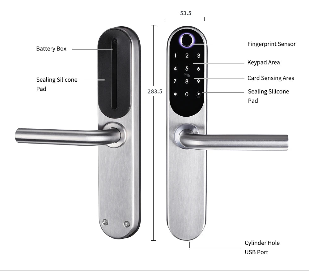 304 Stainless Steel Digital Smart Lock Aluminum Sliding Door Keyless Home Security TUYA TTlock Waterprooof Door Lock