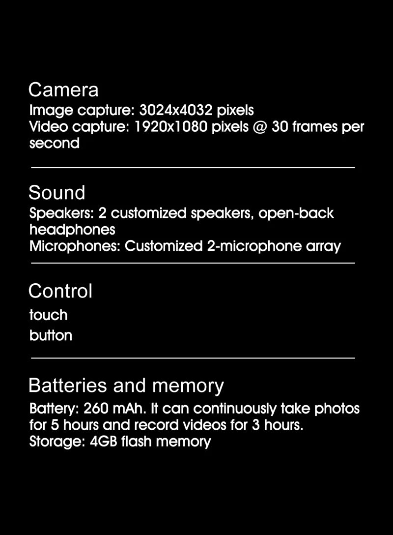 4K HD Smart Glasses AI GPT Camera Bluetooth Call 260Mah Battery Voice Assistant Translate Identify Objects Smart Glasses