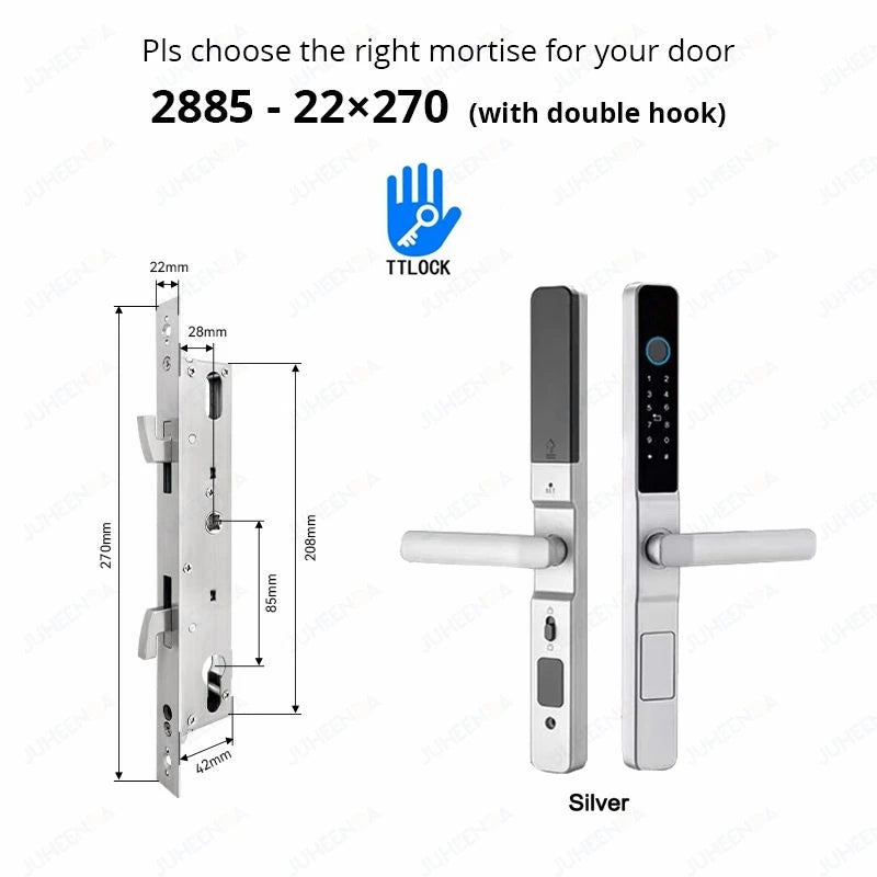Waterproof Sliding Door Smart Lock TTLock App Alexa Fingerprint Digital Code RFID Card Anti-Lock Aluminum Glass Electronic Lock