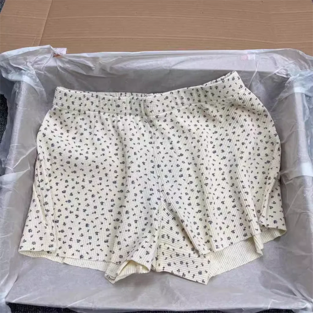 Purple Floral Print Home Shorts Summer Patchwork Elastic Waist Straight Short Pant Casual Cute Cotton Pants Woman Clothing