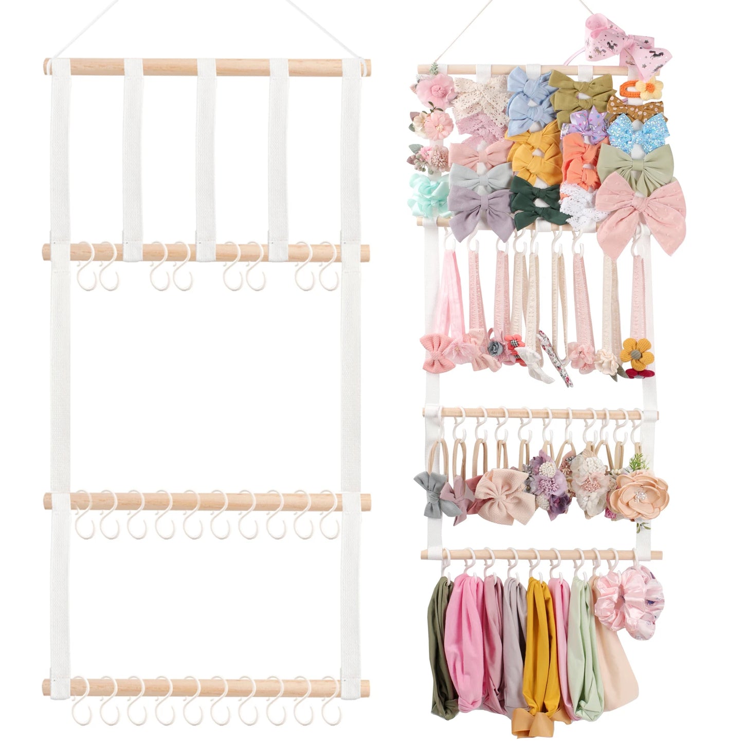 Hair Accessory Organizer With 8 Hooks Hanging Storage Rack For Hair Clips Hat Headband Space Saving Bathroom Bedroom Door Closet